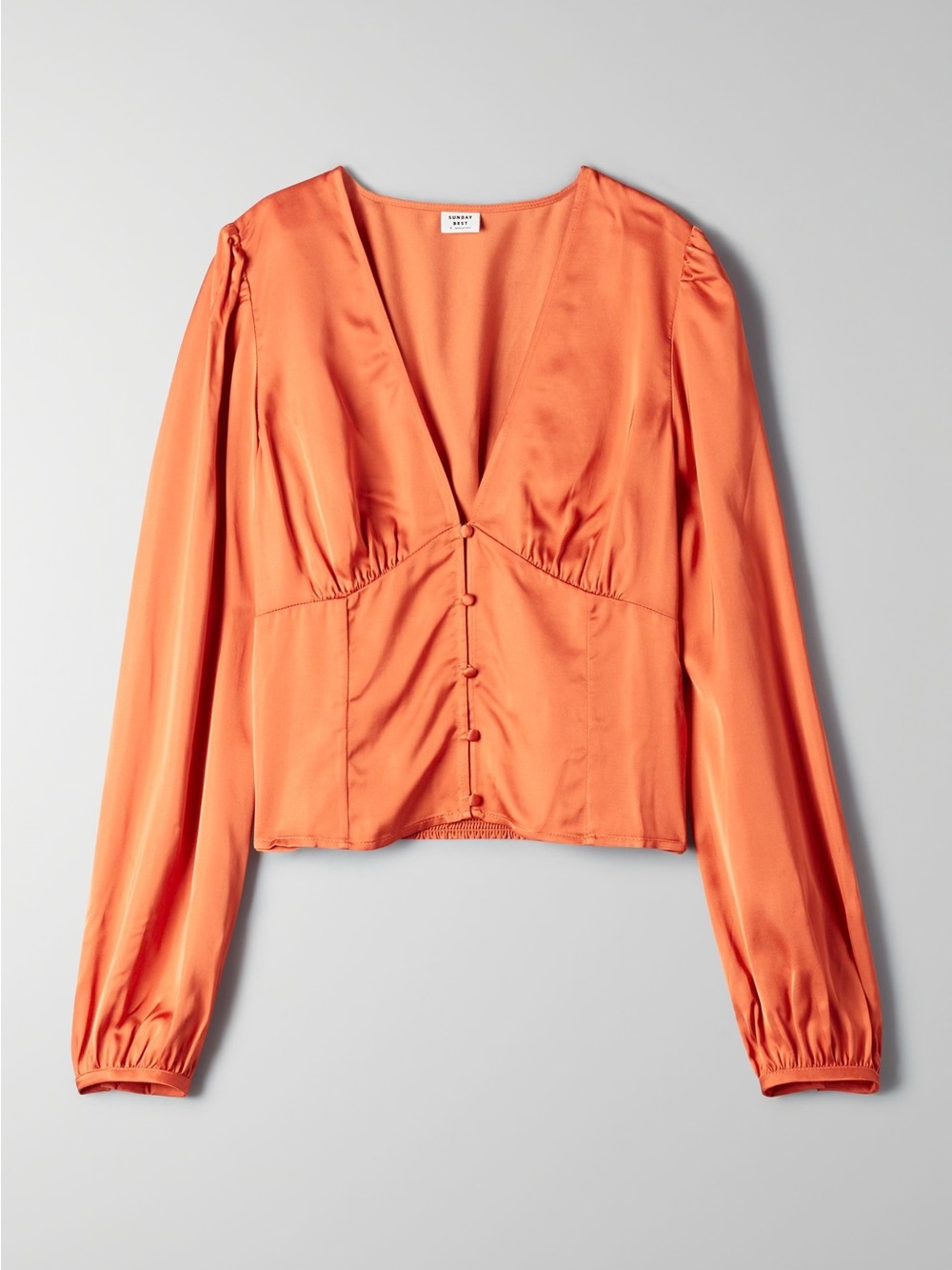 Aritzia Sunday Best Tatiana Orange Satin Corset Blouse